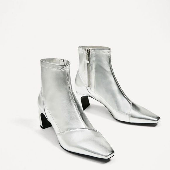 Zara Shoes | Zara Silver Booties Sz 36 